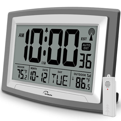 WallarGe Atomic Clock 12.5 Inch Self-Setting Digital Wall Clock