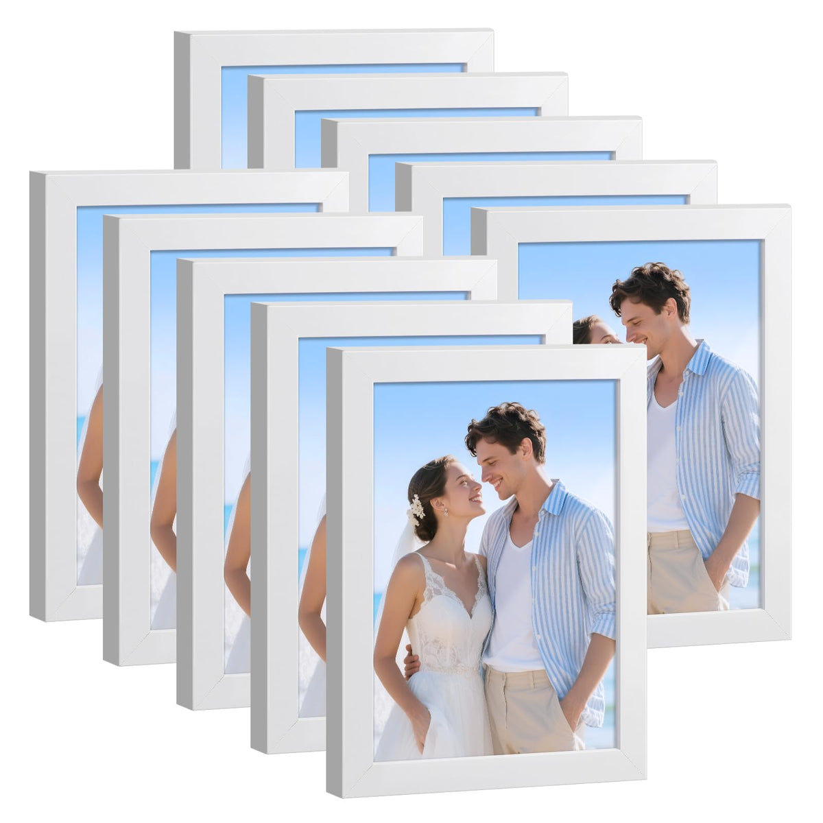 HappyHapi 4x6 Picture Frame Set of 10, Wall or Tabletop Display, Black