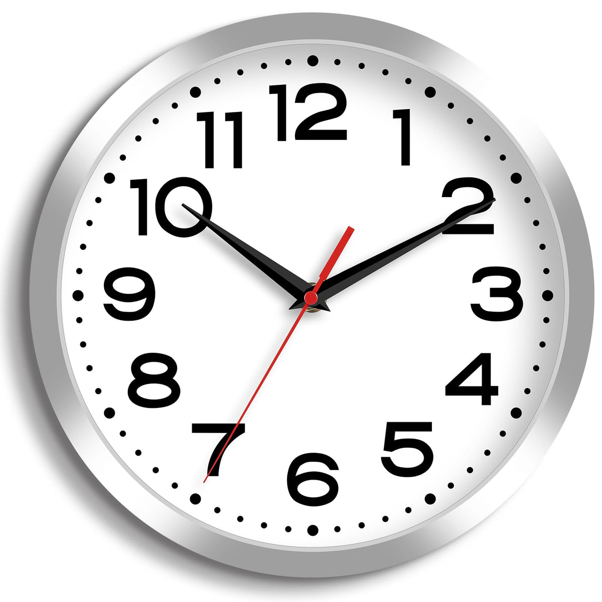 Roymnie 10 Inch Wall Clock, Battery Operated Silent Non Ticking Black