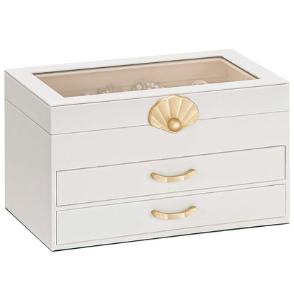 Enthralite Modern Jewelry Organizer for Women: 4-Layer Box with Clear Lid