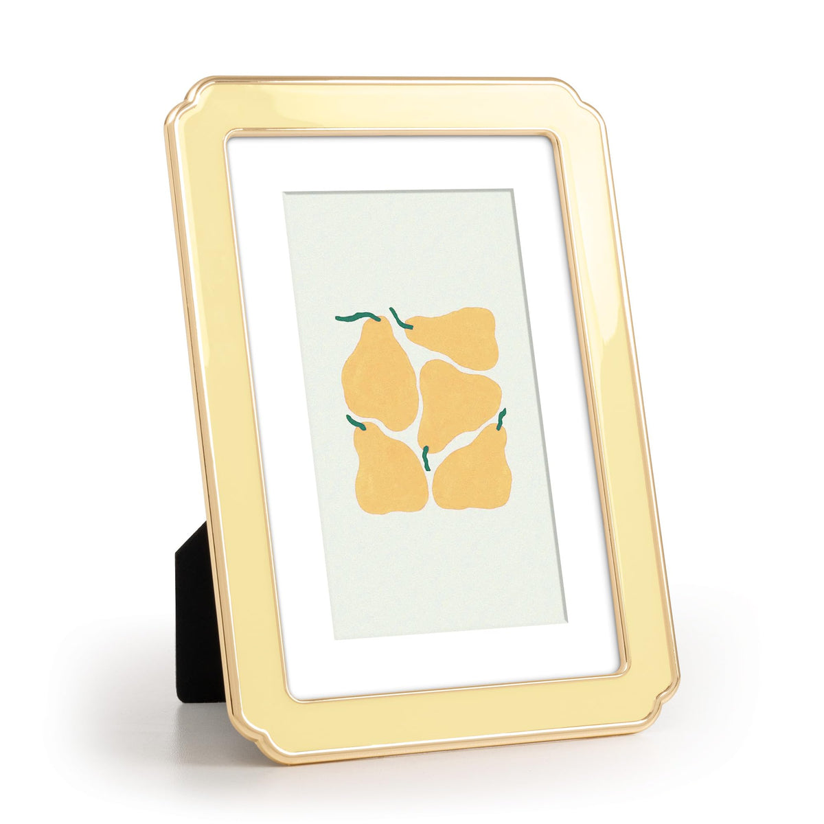 4x6 Enamel Picture Frame with HD-Tempered Glass, Display 3x5 Photo with Mat, Ornate Photo Frame with Gold Metal Edge & Velvet Back for Tabletop & Wall Mount Vertically or Horizontally Display, White