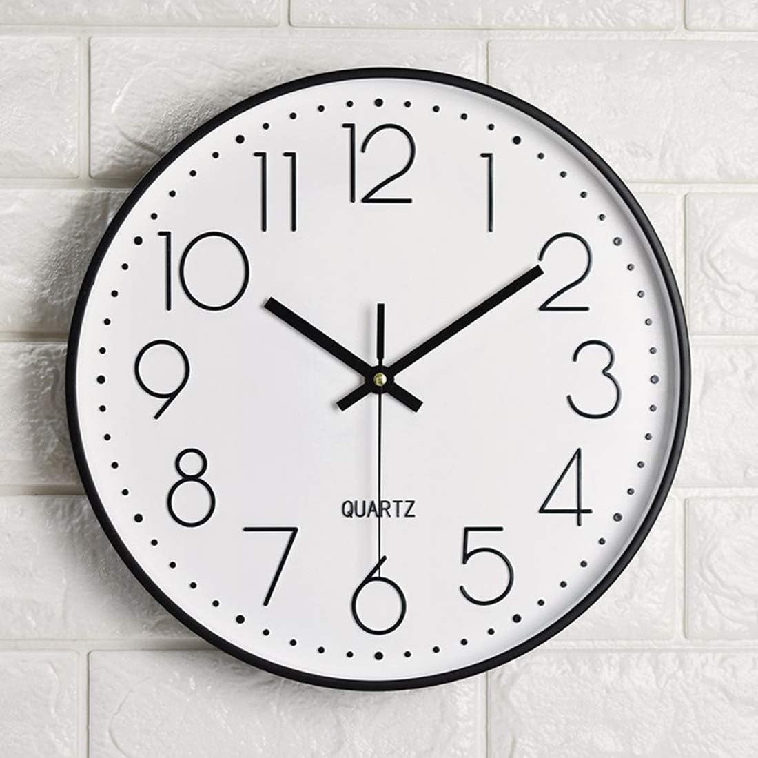 Tosnail 12 Inch Large Non Ticking Wall Clock, Round Silent Battery Operated Wall Clock for Living Room, Bathroom, Bedroom, Kitchen, Office Wall Decor - Modern Black Frame