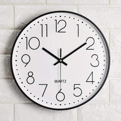 Tosnail 12 Inch Large Non Ticking Wall Clock, Round Silent Battery Operated Wall Clock for Living Room, Bathroom, Bedroom, Kitchen, Office Wall Decor - Modern Black Frame