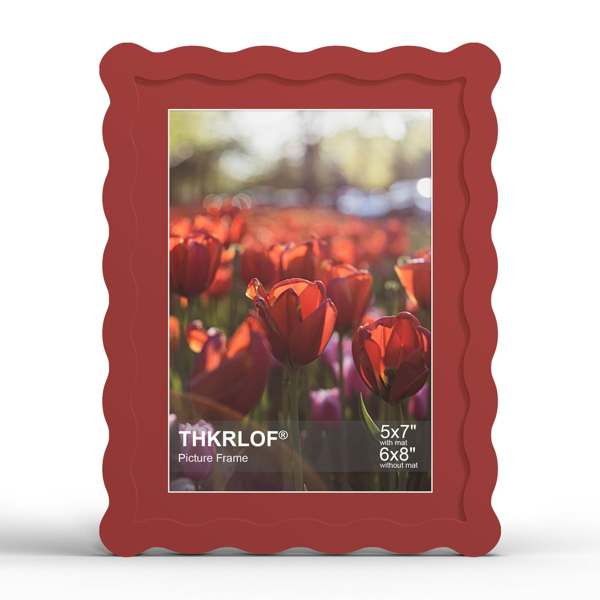 4x6 Picture Frame with Mat for 3.5x5, Wavy Edge Wooden Real Glass Photo Frame for Tabletop and Wall Hanging, Green, 1 Pack