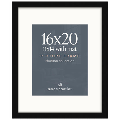 Americanflat 22x28 Poster Frame - Matted to 18x24 - Engineered Wood - Black