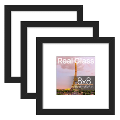 upsimples 11x14 Picture Frame, Gallery Glass Photo Frames Set of 3, Black