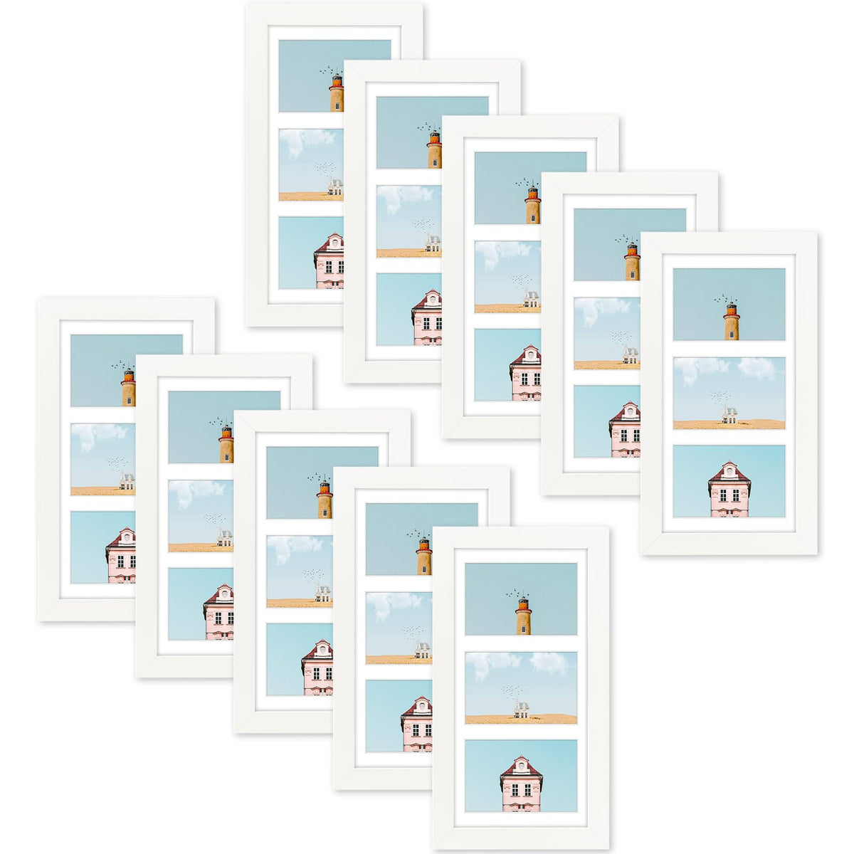 Golden State Art 9-Openings 4x6 Wood Collage Picture Frame Black