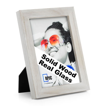 RPJC 5x7 Solid Wood Picture Frame with Real Glass Cover Black