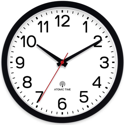 AKCISOT 12 Inch Wall Clock, Silent Battery Operated Analog Clock, Black