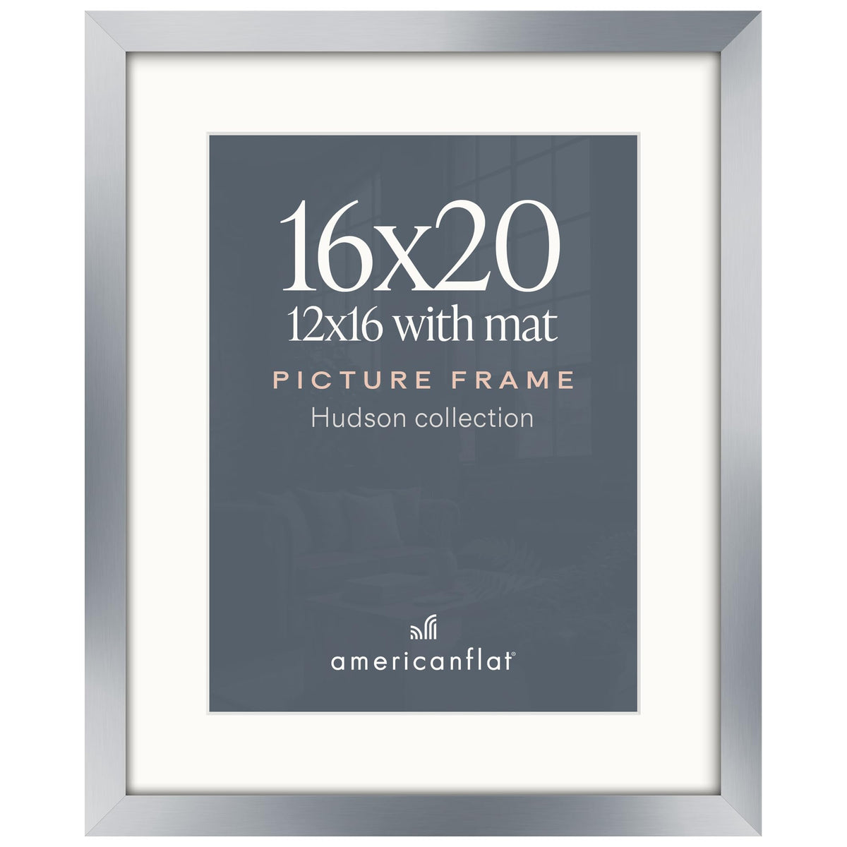 Americanflat 22x28 Poster Frame - Matted to 18x24 - Engineered Wood - Black