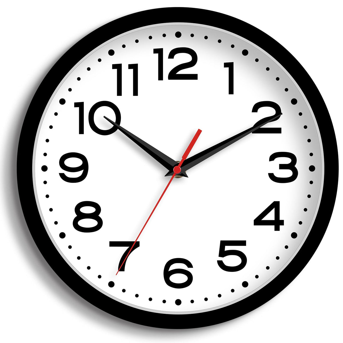 Roymnie 8 Inch Small Wall Clock, Battery Operated Silent Non Ticking Black