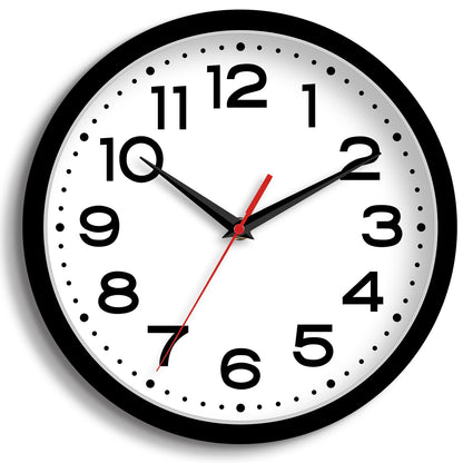 Roymnie 8 Inch Small Wall Clock, Battery Operated Silent Non Ticking Black