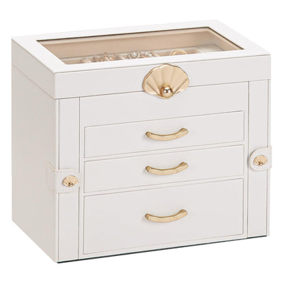 Enthralite Modern Jewelry Organizer for Women: 4-Layer Box with Clear Lid