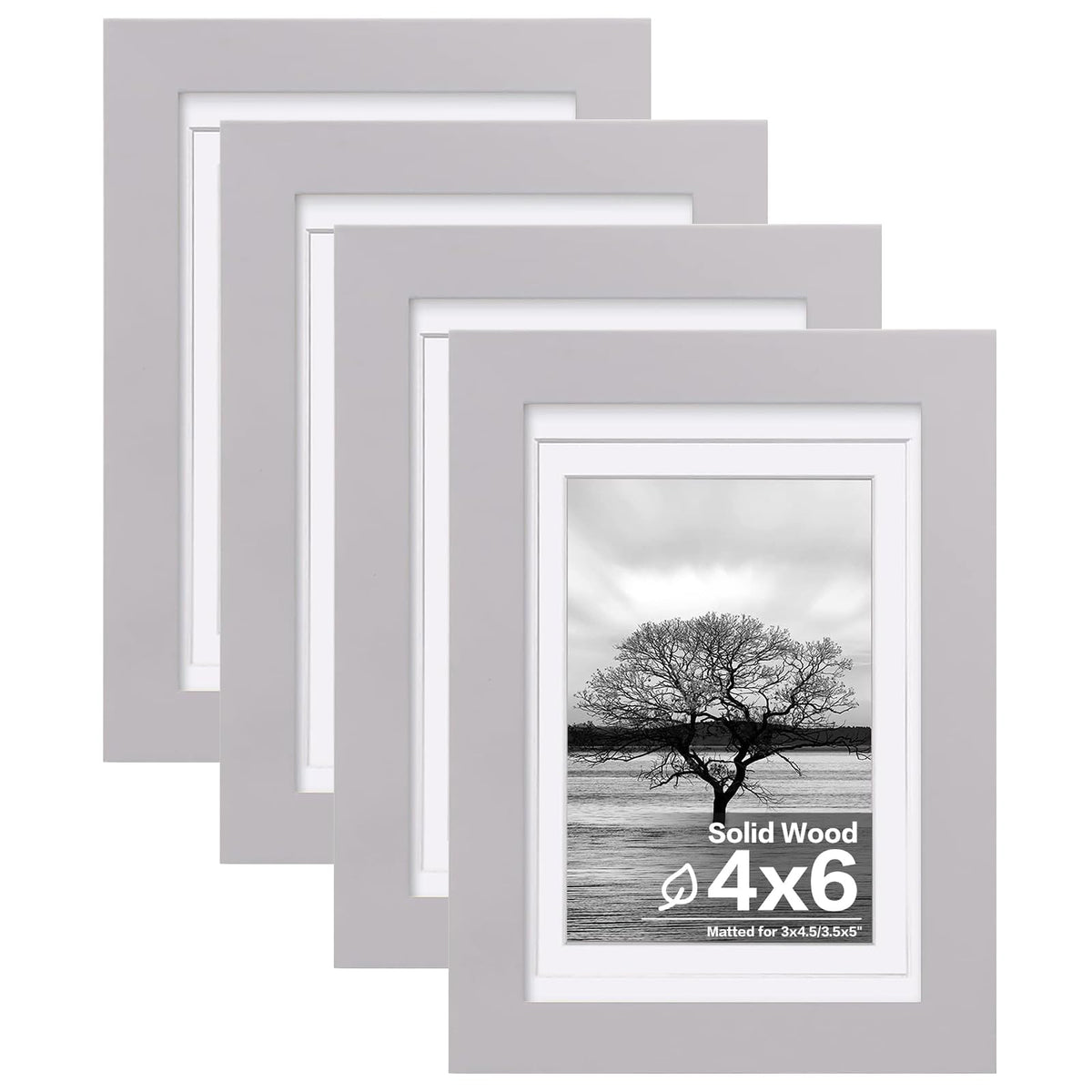 Egofine 11x14 Picture Frames 4 Pack Display Pictures 5x7/8x10 with Mat or 11x14 Without Mat Made of Solid Wood Covered by Plexiglass for Table Top Display and Wall Mounting Photo Frame, Light Brown