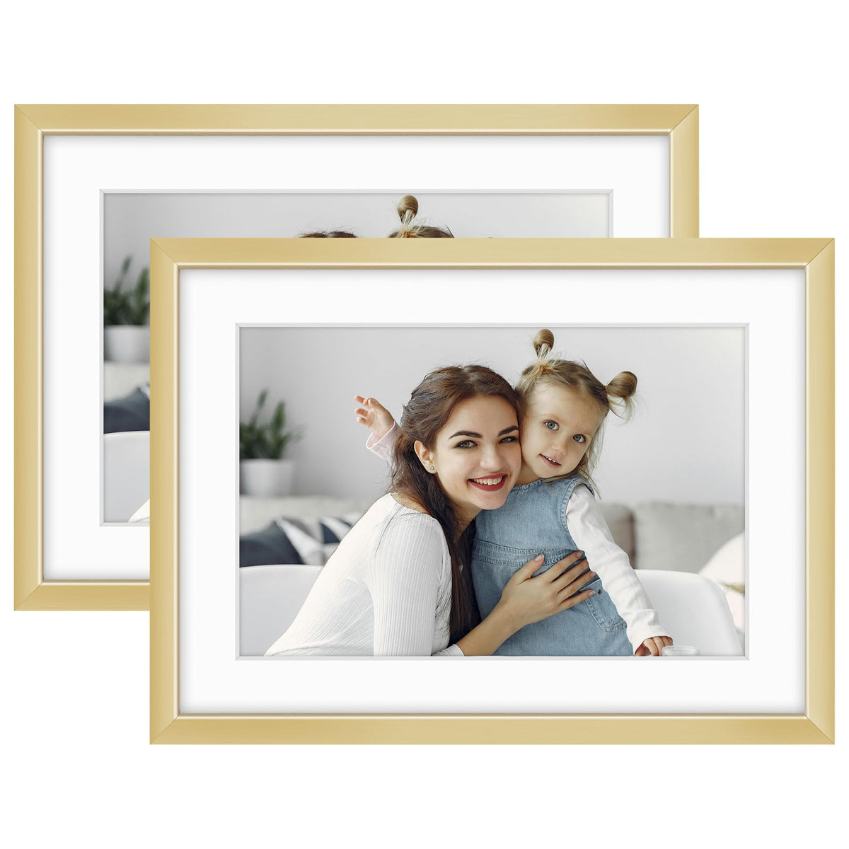 Golden State Art 11x14 Gold Aluminum Frame with White Mat, Real Glass