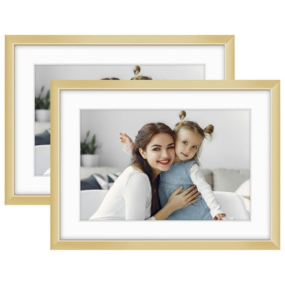 Golden State Art 11x14 Gold Aluminum Frame with White Mat, Real Glass