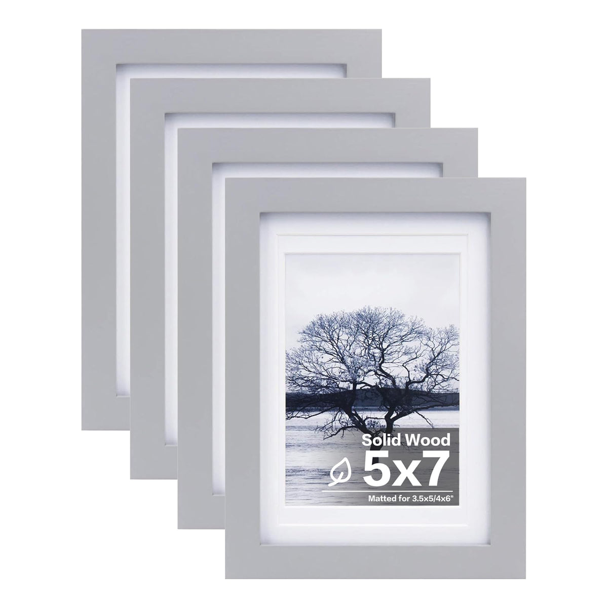 Egofine 11x14 Picture Frames 4 Pack Display Pictures 5x7/8x10 with Mat or 11x14 Without Mat Made of Solid Wood Covered by Plexiglass for Table Top Display and Wall Mounting Photo Frame, Light Brown