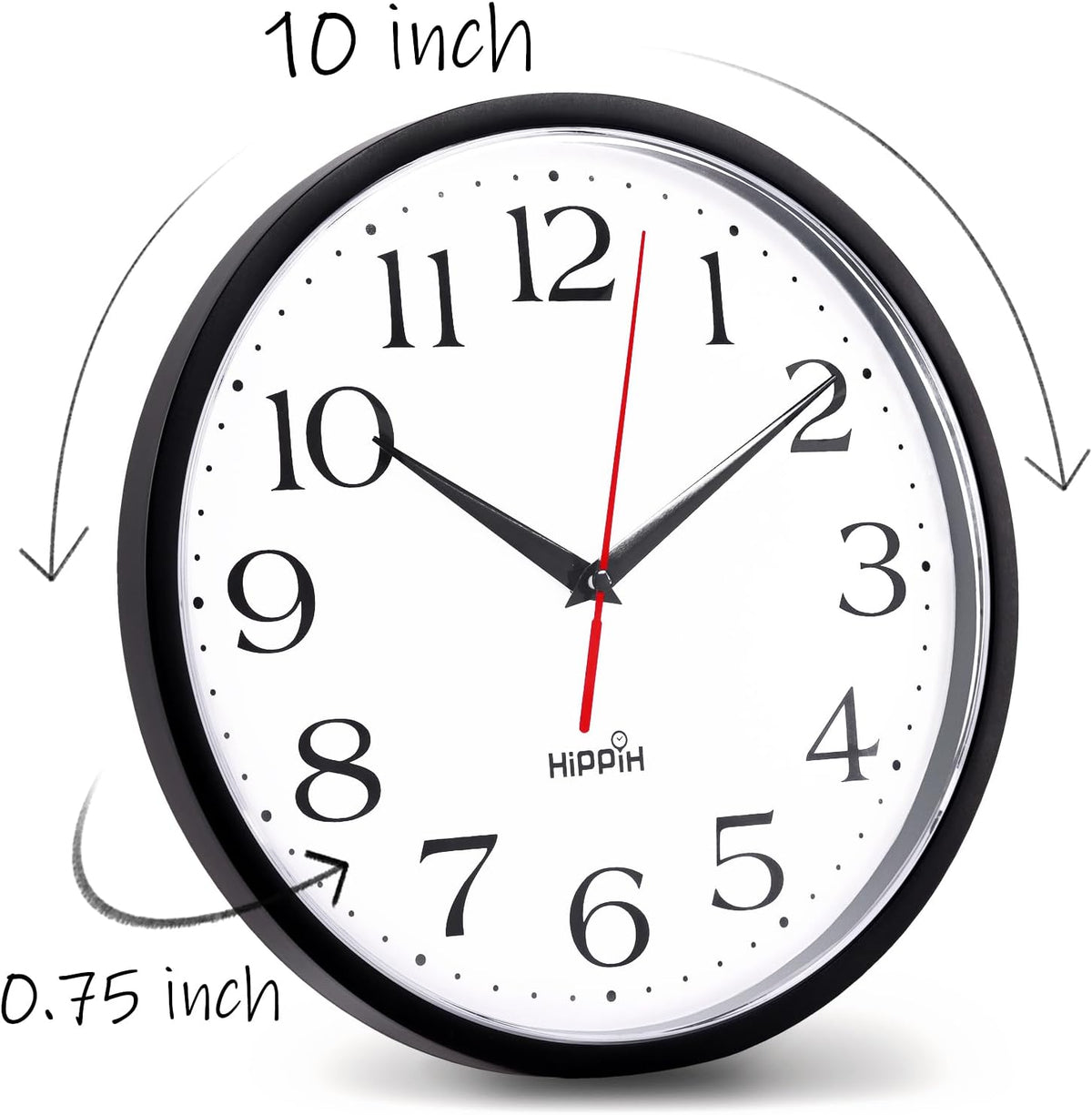 HIPPIH 10 Inch Wall Clock, 2Pack Silent Non Ticking Battery Operated Clocks