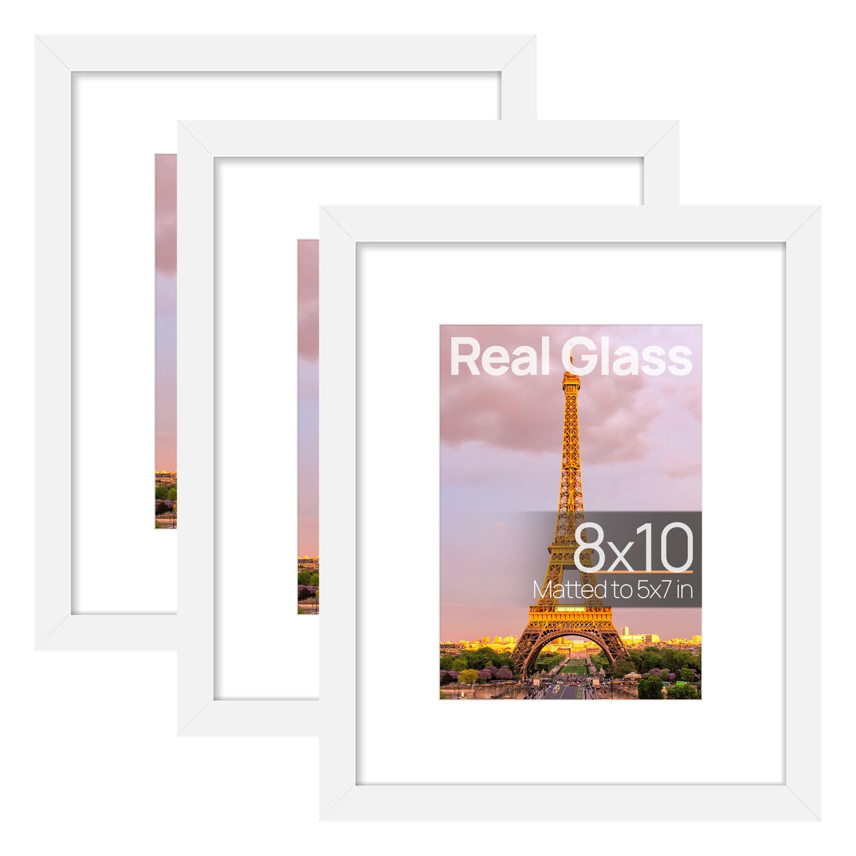 upsimples 11x14 Picture Frame, Gallery Glass Photo Frames Set of 3, Black