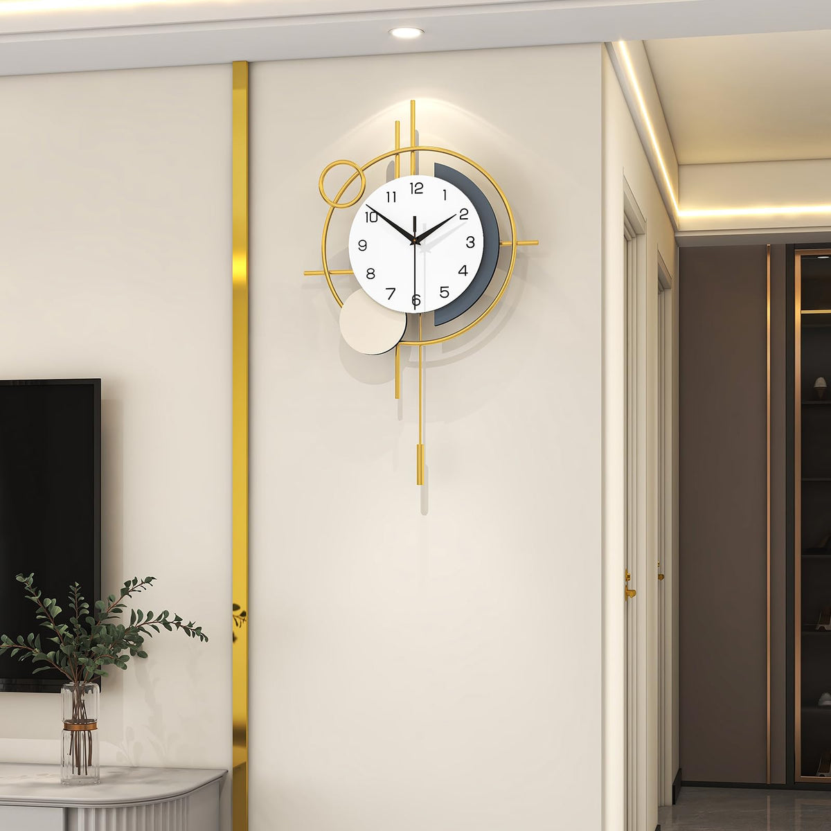Wall Clock for Living Room Decor Modern Clock Pendulum Silent