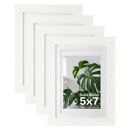Egofine 11x14 Picture Frames 4 Pack Display Pictures 5x7/8x10 with Mat or 11x14 Without Mat Made of Solid Wood Covered by Plexiglass for Table Top Display and Wall Mounting Photo Frame, Light Brown
