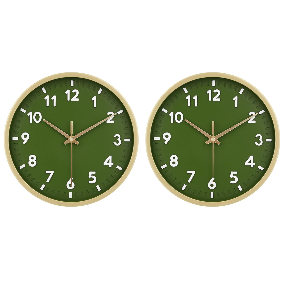 HIPPIH 10 Inch Wall Clock, 2Pack Silent Non Ticking Battery Operated Clocks