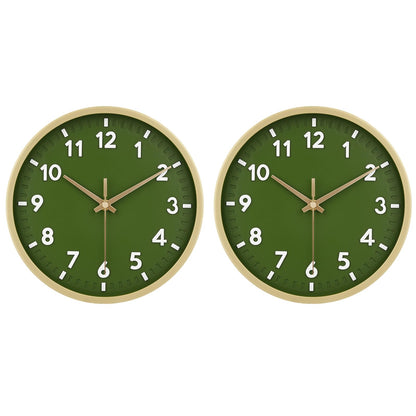 HIPPIH 10 Inch Wall Clock, 2Pack Silent Non Ticking Battery Operated Clocks