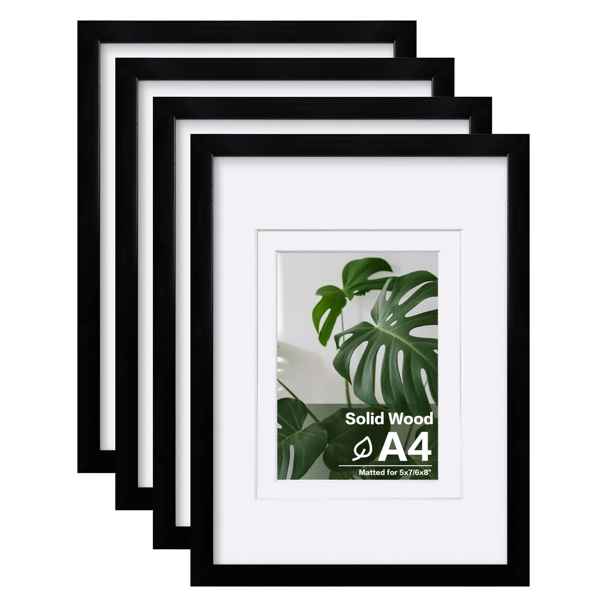 Egofine 8x10 Picture Frames Set of 4, Made of Solid Wood Covered by Plexiglass 4x6 and 5x7 with Mat or 8x10 without Mat, for Table Top Display and Wall Mounting Photo Frame White