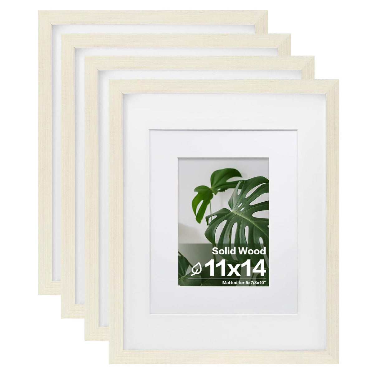 Egofine 8x10 Picture Frames Set of 4, Made of Solid Wood Covered by Plexiglass 4x6 and 5x7 with Mat or 8x10 without Mat, for Table Top Display and Wall Mounting Photo Frame White