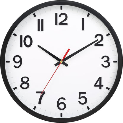 Wall Clocks Battery Operated 8 inch Modern Wall Clock,Silent Non Ticking Wall Clock for Living Room Bedroom Kitchen Office Classroom Decor (White and Black)