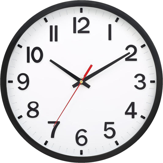 Wall Clocks Battery Operated 8 inch Modern Wall Clock,Silent Non Ticking Wall Clock for Living Room Bedroom Kitchen Office Classroom Decor (White and Black)