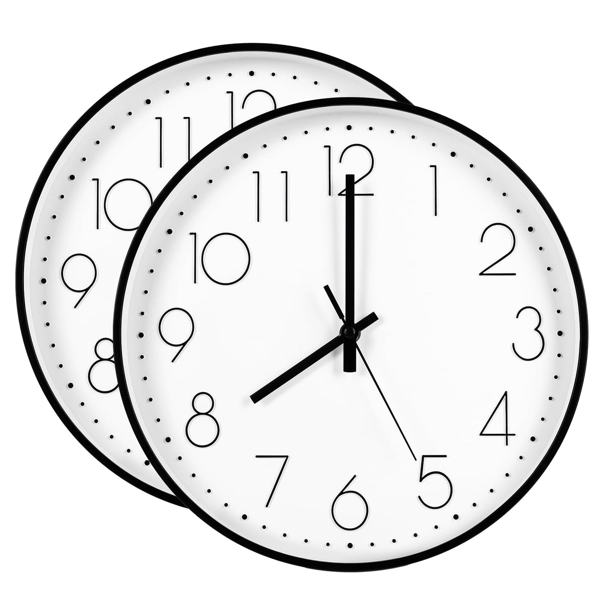 Wall Clock 2 Pack 12 Inch Silent Wall Clocks Battery Operated
