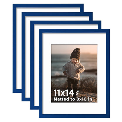 KINLINK 5x7 Picture Frame White Set of 4, Wooden Photo Frames Matted 4x6 with Plexiglass for 4x6 with Mat or 5x7 without Mat for Table and Wall Display