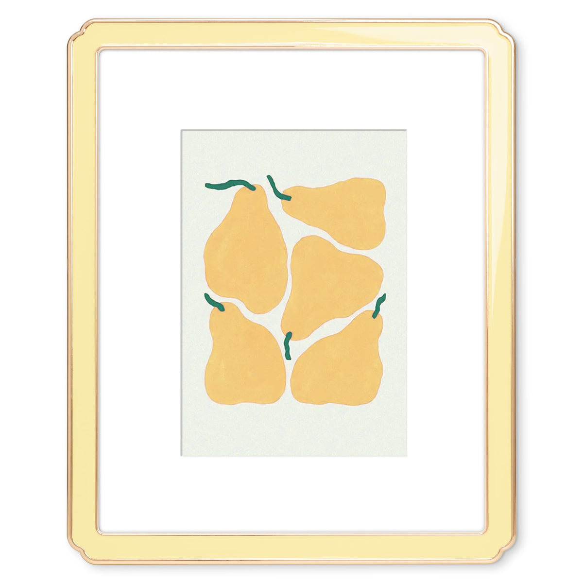 4x6 Enamel Picture Frame with HD-Tempered Glass, Display 3x5 Photo with Mat, Ornate Photo Frame with Gold Metal Edge & Velvet Back for Tabletop & Wall Mount Vertically or Horizontally Display, White
