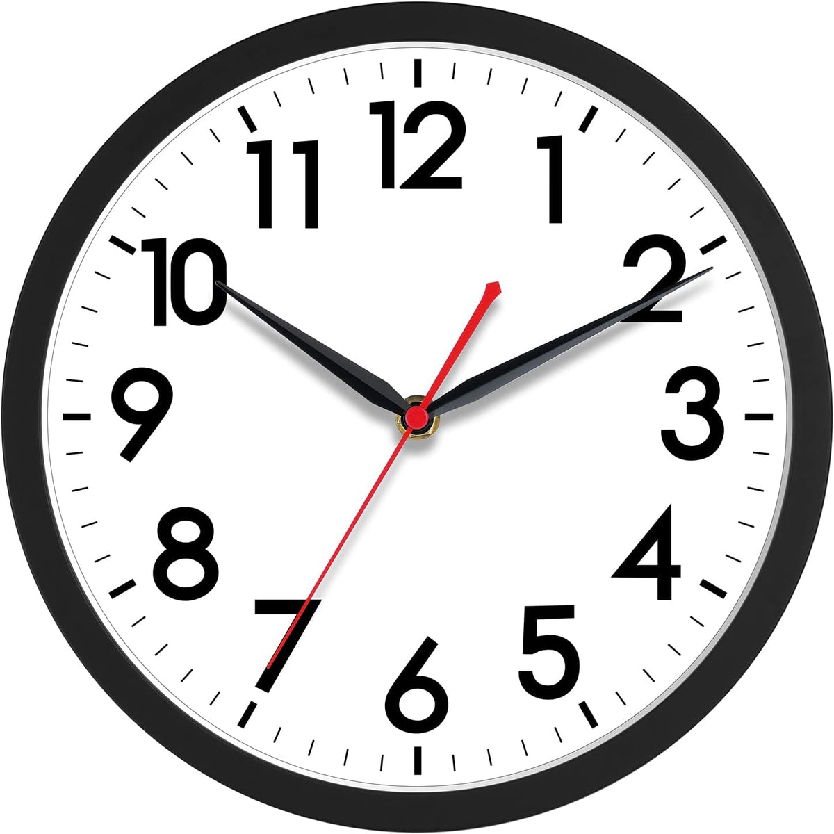 AKCISOT 10 Inch Wall Clock, Silent Battery Operated Analog Clock, Black