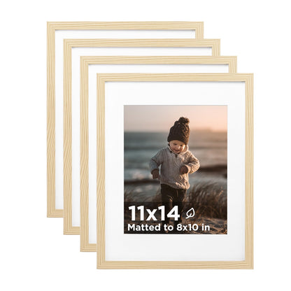 KINLINK 5x7 Picture Frame White Set of 4, Wooden Photo Frames Matted 4x6 with Plexiglass for 4x6 with Mat or 5x7 without Mat for Table and Wall Display