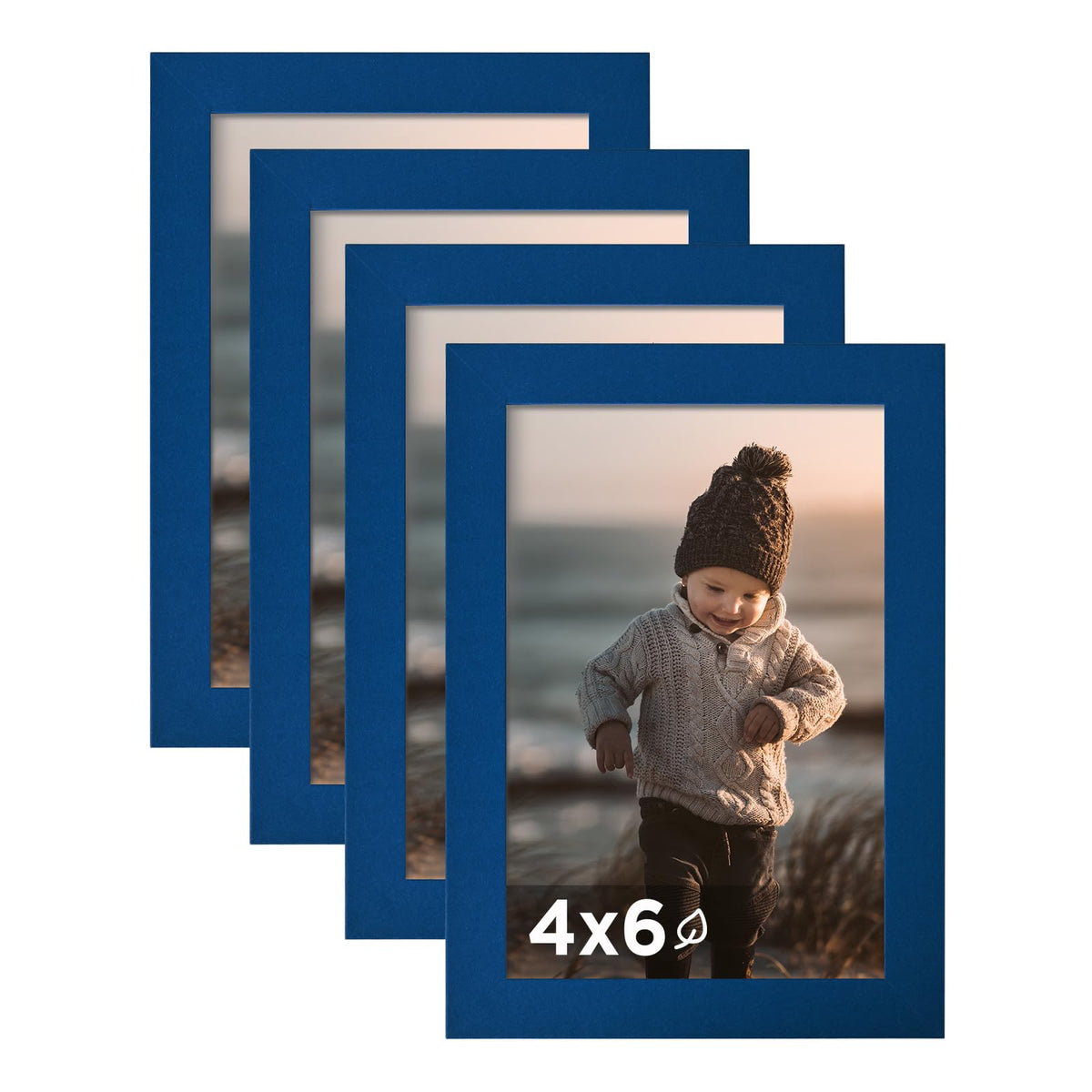 KINLINK 5x7 Picture Frame White Set of 4, Wooden Photo Frames Matted 4x6 with Plexiglass for 4x6 with Mat or 5x7 without Mat for Table and Wall Display