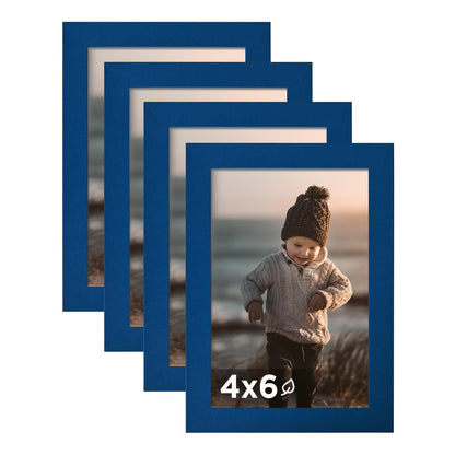 KINLINK 5x7 Picture Frame White Set of 4, Wooden Photo Frames Matted 4x6 with Plexiglass for 4x6 with Mat or 5x7 without Mat for Table and Wall Display
