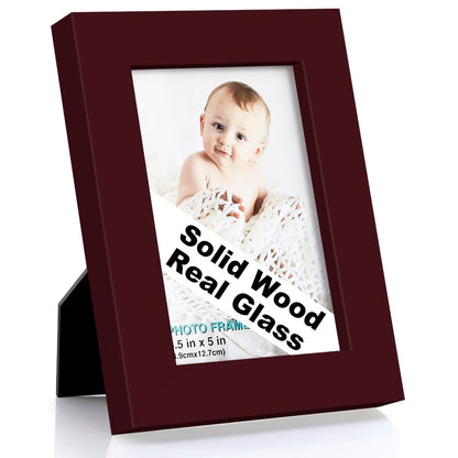 RPJC 5x7 Solid Wood Picture Frame with Real Glass Cover Black