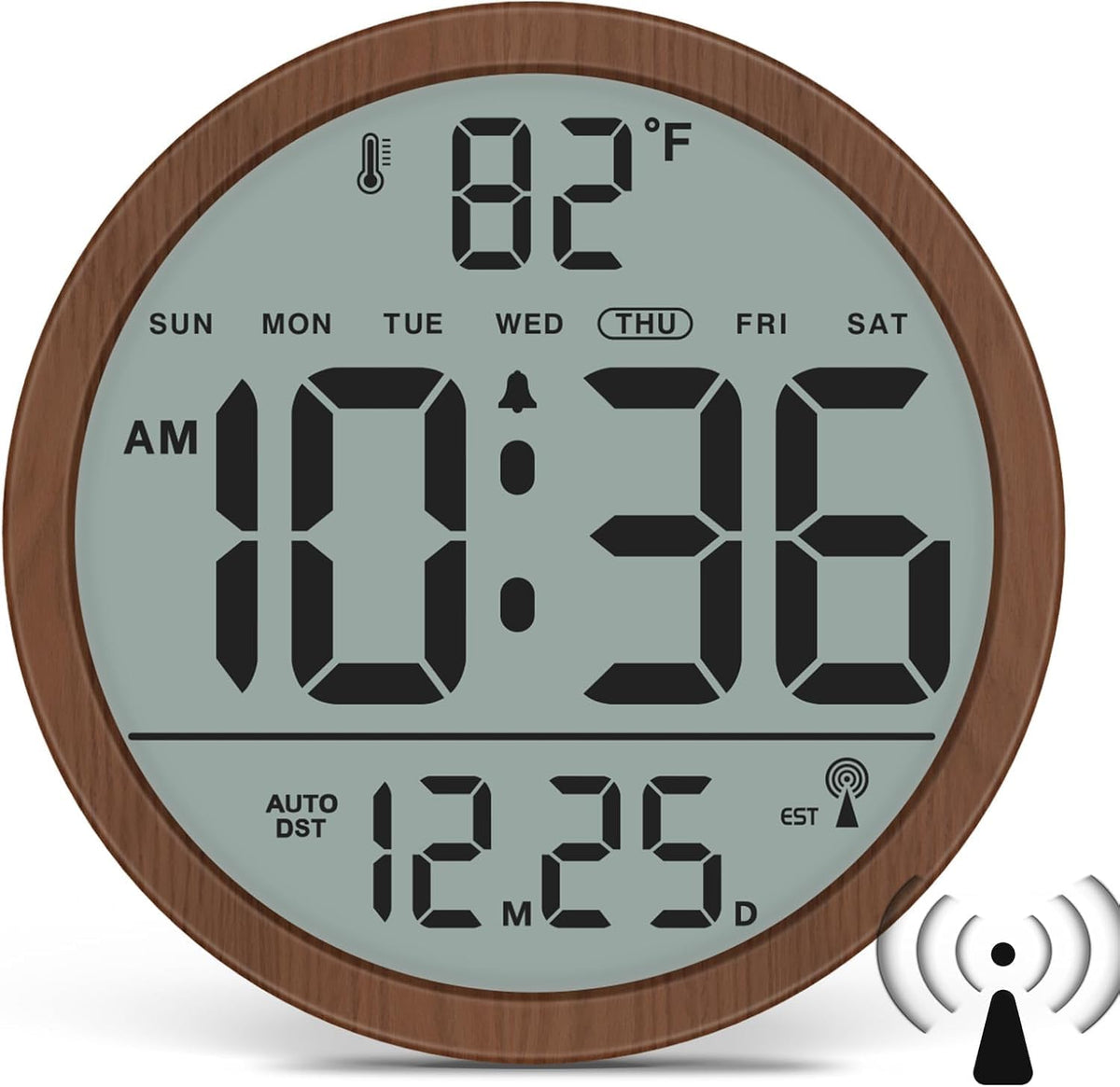 WallarGe Night Light Wall Clock for Bedroom, 12 Inch
