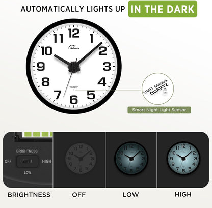 WallarGe Night Light Wall Clock for Bedroom, 12 Inch