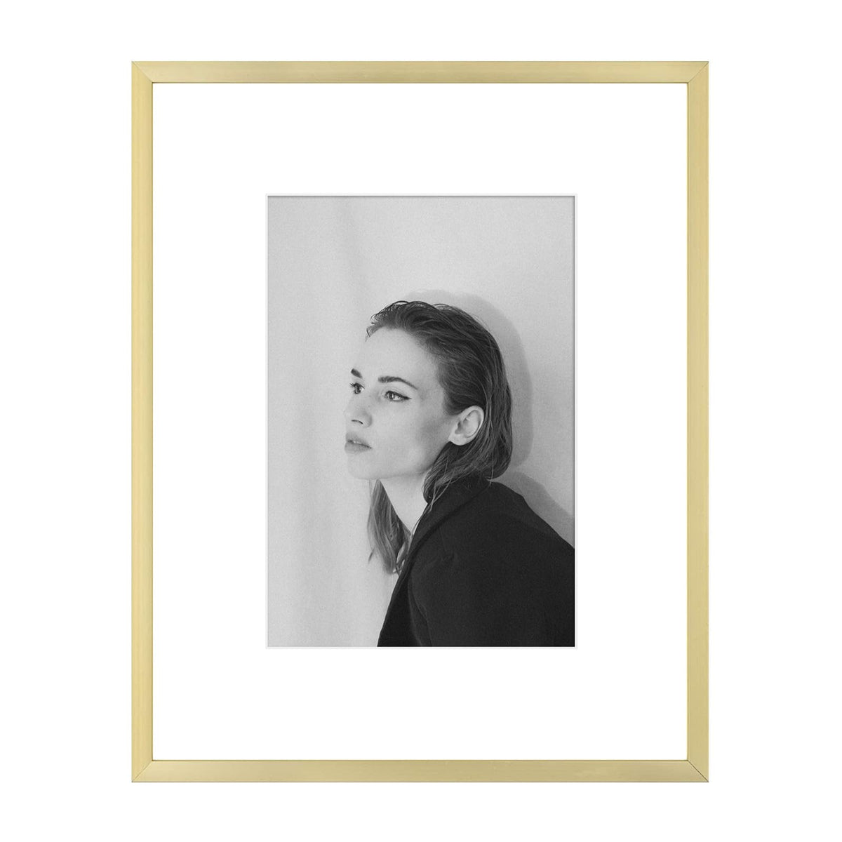Golden State Art 11x14 Gold Aluminum Frame with White Mat, Real Glass