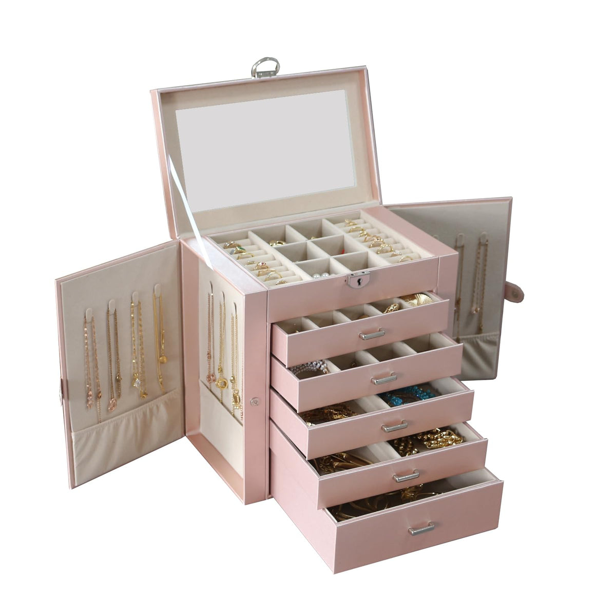 BOOVO Large Jewelry Box for Women 6 Layer