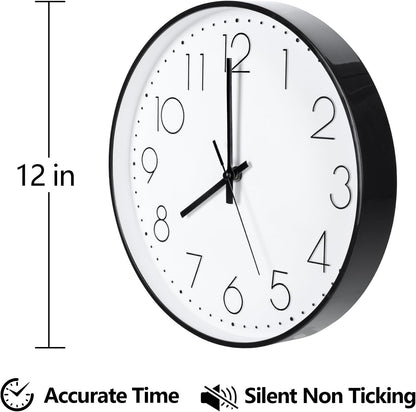 Wall Clock 2 Pack 12 Inch Silent Wall Clocks Battery Operated