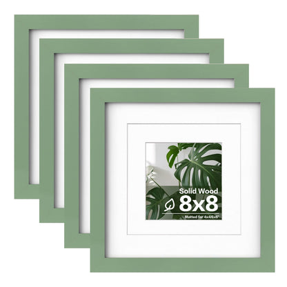 Egofine 11x14 Picture Frames 4 Pack Display Pictures 5x7/8x10 with Mat or 11x14 Without Mat Made of Solid Wood Covered by Plexiglass for Table Top Display and Wall Mounting Photo Frame, Light Brown