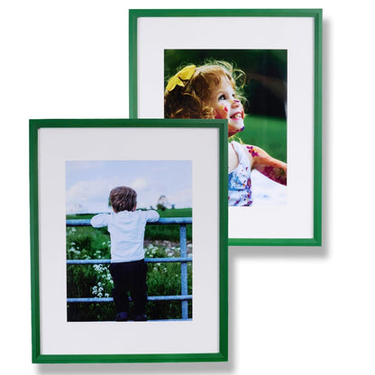 8x10 Wooden Picture Frame, Displays 8x10 Without Mat or 5x7 With Mat, Solid Wood Colorful Photo Frame for Wall Tabletop, Real Glass, Rustic Stepped Edge, 2 Pack, Brown