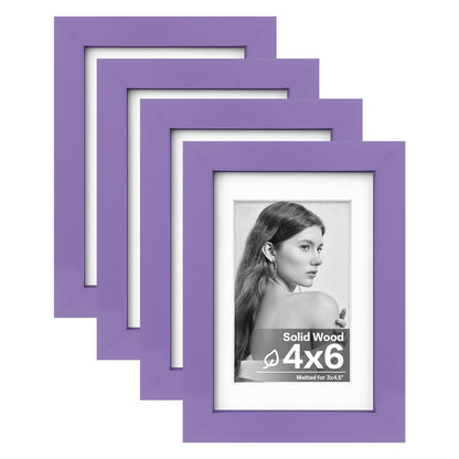 Egofine 11x14 Picture Frames 4 Pack Display Pictures 5x7/8x10 with Mat or 11x14 Without Mat Made of Solid Wood Covered by Plexiglass for Table Top Display and Wall Mounting Photo Frame, Light Brown