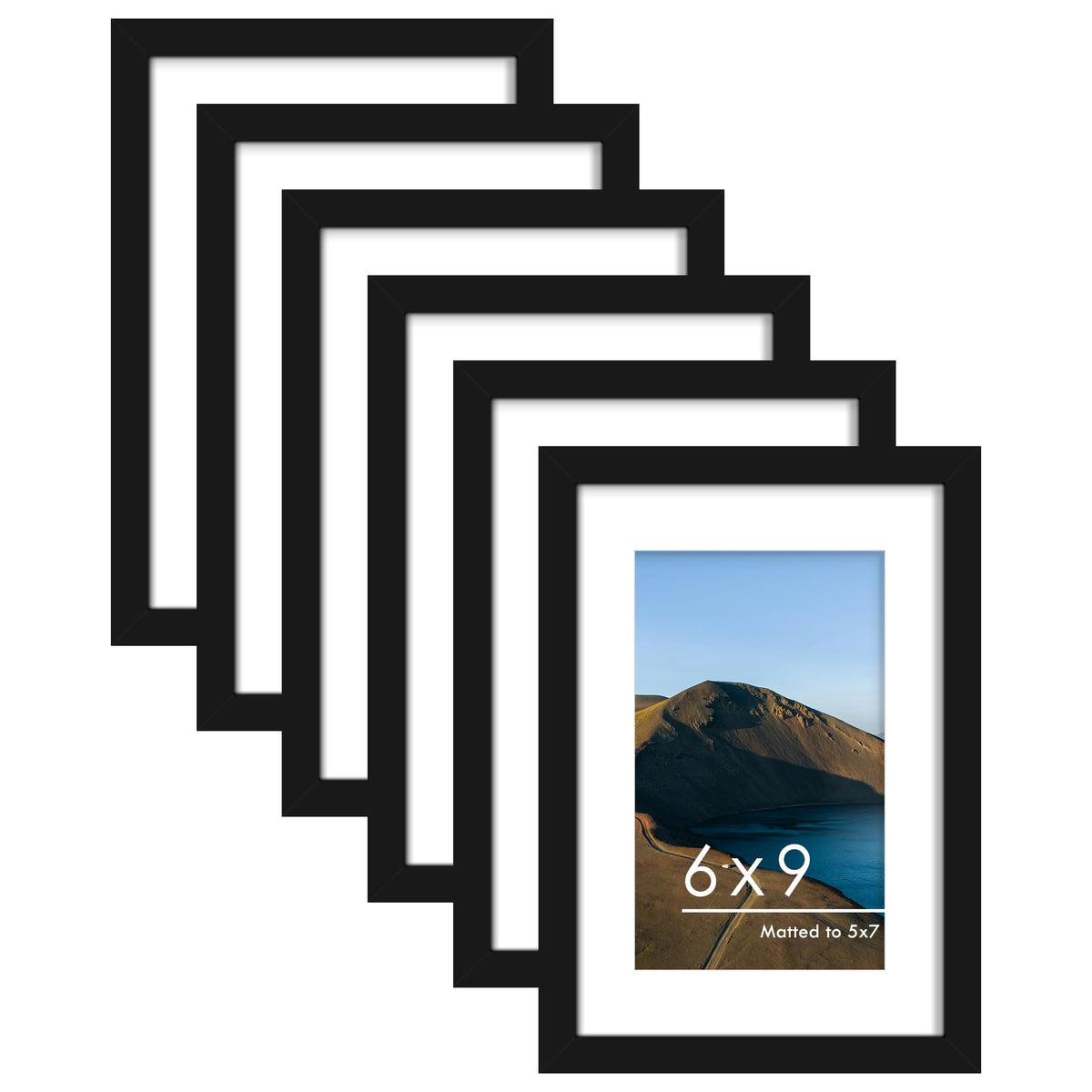 PEALSN 8x10 Picture Frame Set of 6,Wall or Tabletop Display,Black Woodgrain
