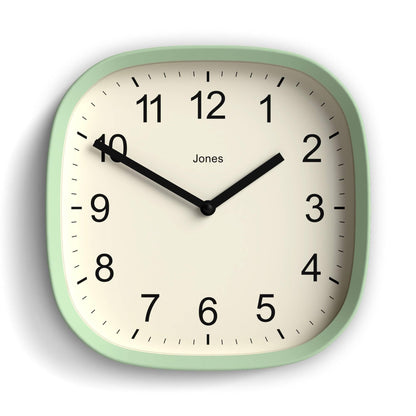 JONES CLOCKS® Sprite wall Clock | Modern Square Clock | 10" | Yellow