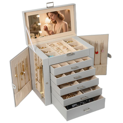 BOOVO Large Jewelry Box for Women 6 Layer
